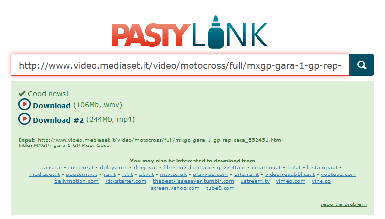 pasty link scaricare video