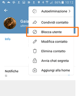 Telegram: come bloccare un contatto molesto