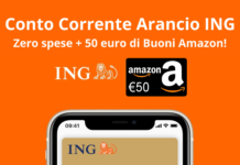 Conto Corrente Arancio ING: Zero spese e 50 euro di buoni Amazon
