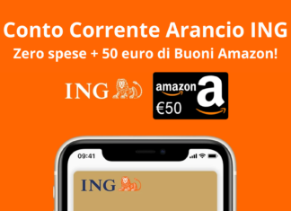 Conto Corrente Arancio ING: Zero spese e 50 euro di buoni Amazon